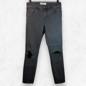 Vans Women's‎ Size 5/27 Low Cut Skinny Distressed Jeans Wash Out Black Stretch